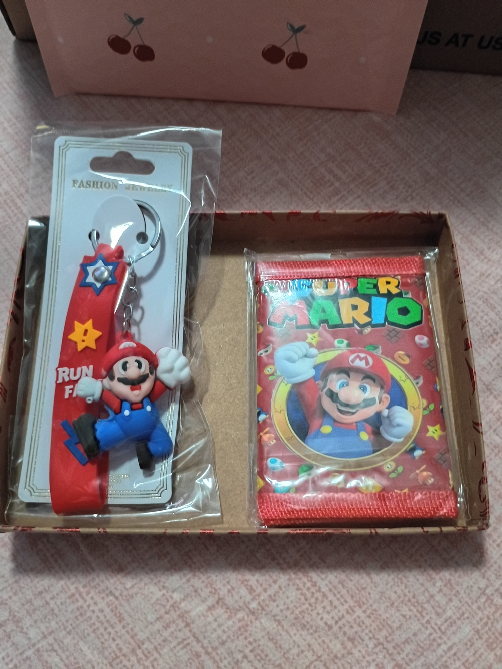Kids Red Super Mario Keychain and Card Holder Set